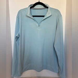 NWOT Southern Tide baby blue Quarter-Zip with Striped Collar- size medium